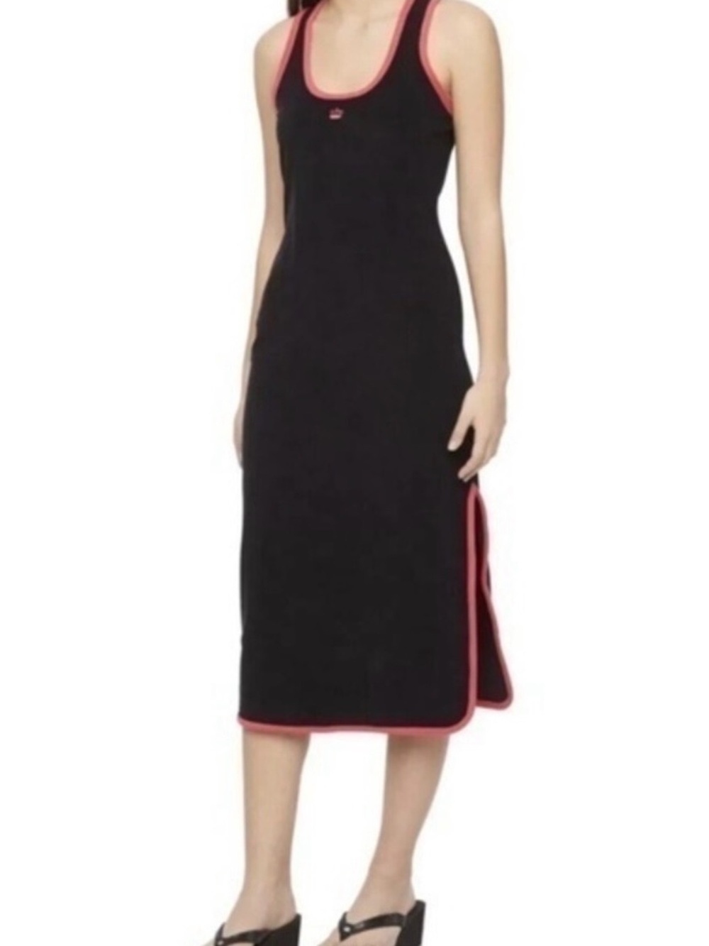 Juicy Couture Black Midi Tank Dress with Pink Trim
